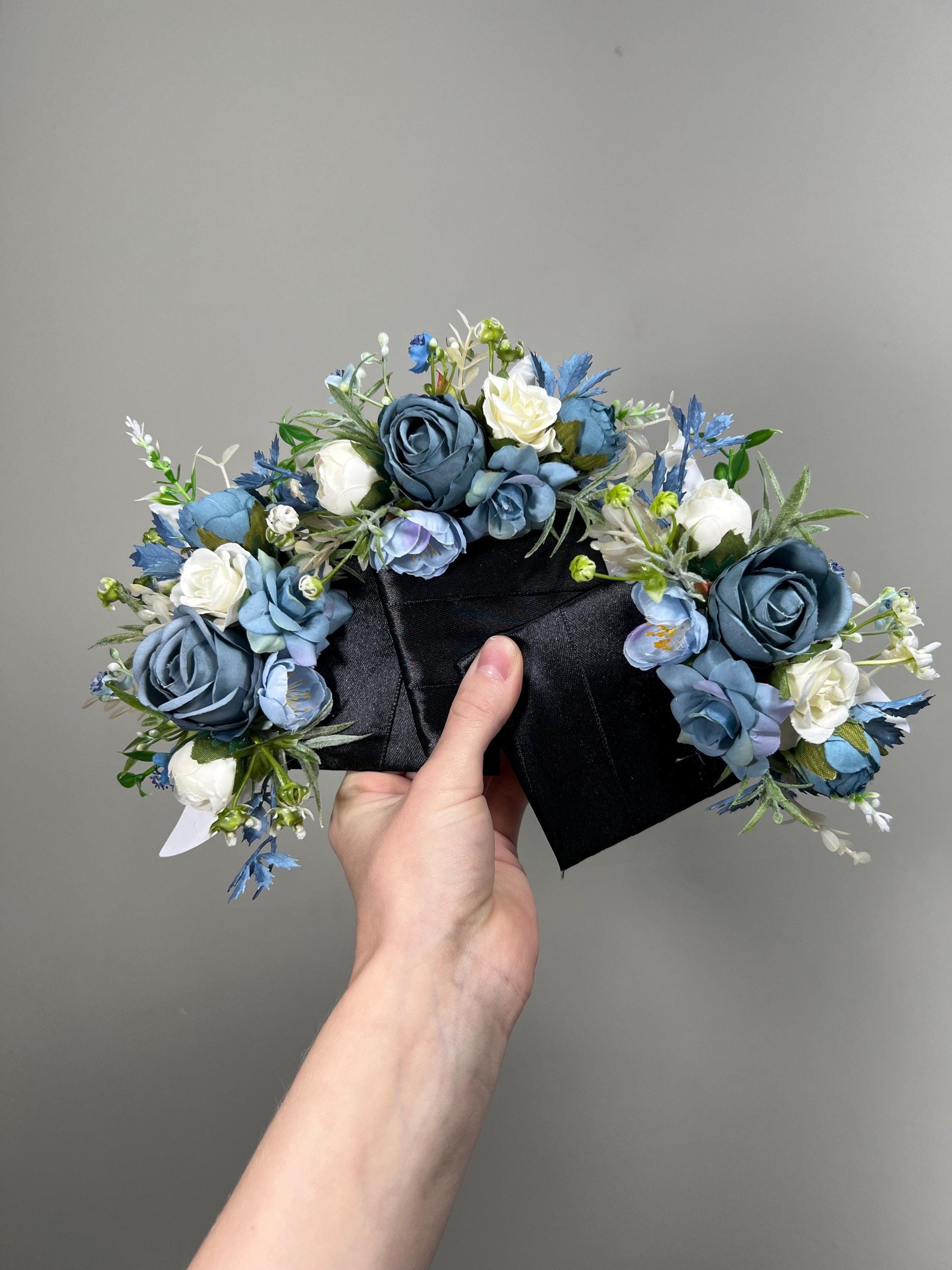 Blue Pocket Boutonniere Wedding Dusty Blue White Groom Boutonnière Square Blue Ivory Blue Groomsmen Boutonniere Pocket Dusty Blue Greenery