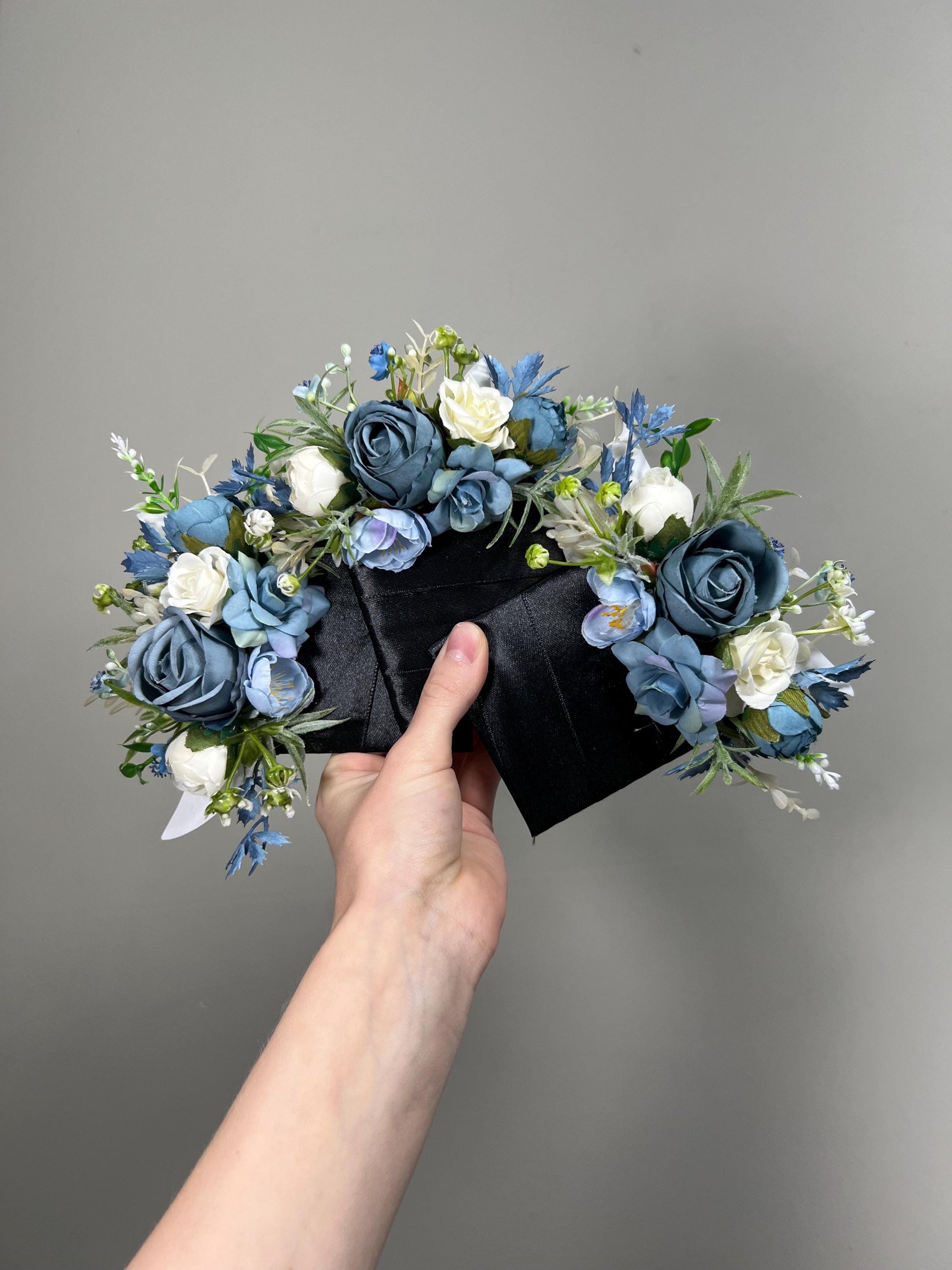 Blue Pocket Boutonniere Wedding Dusty Blue White Groom Boutonnière Square Blue Ivory Blue Groomsmen Boutonniere Pocket Dusty Blue Greenery