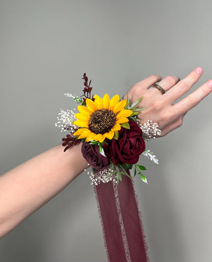 Sunflower Boutonniere Burgundy Wedding Sunflowers Boutonnière Groom Maroon Sunflower Groomamen Boutonniere Prom Yellow Sunflower Artificial