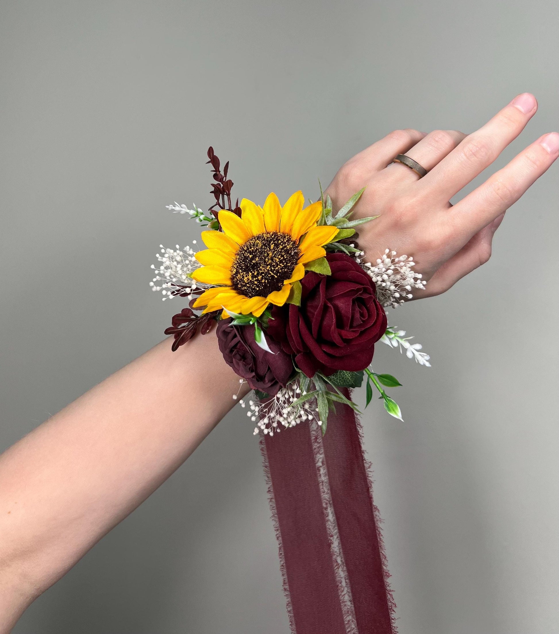 Sunflower Boutonniere Burgundy Wedding Sunflowers Boutonnière Groom Maroon Sunflower Groomamen Boutonniere Prom Yellow Sunflower Artificial