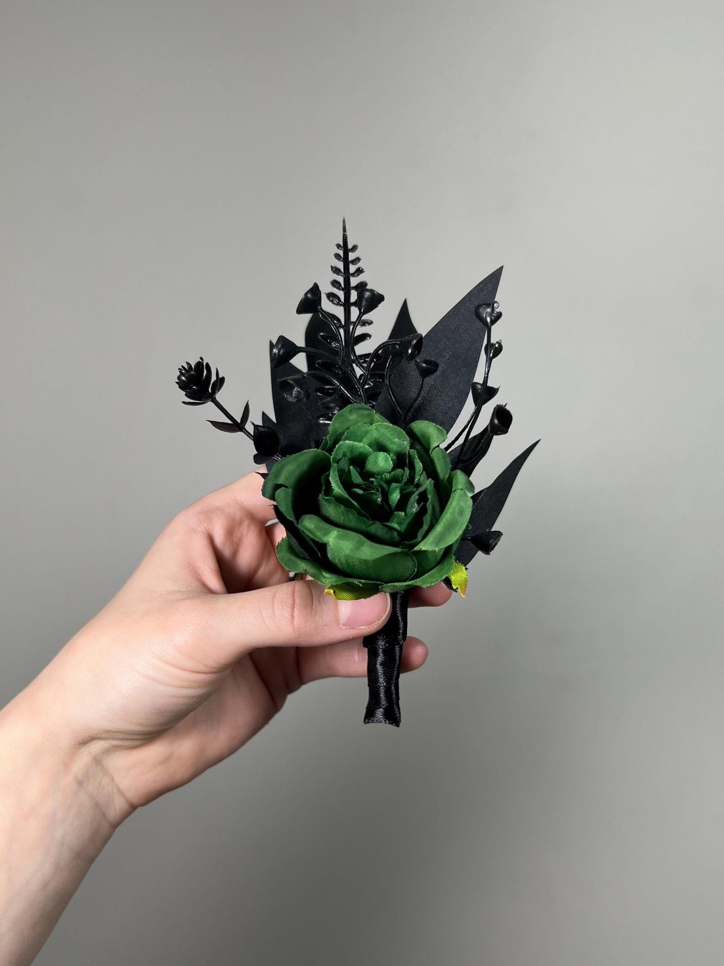 Green Boutonniere Wedding Groom Black Boutonnières Hinter Green Groomsmen Gothic Artificial Flowers Boutonnière Green Halloween Boutonniere