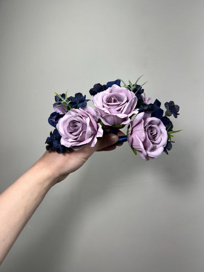 Lilac Boutonniere Wedding Navy Blue Groom Lavender Boutonnières Groomsmen Lilac Dark Blue Boutonniere Purple Navy Blue Artiticial Flower