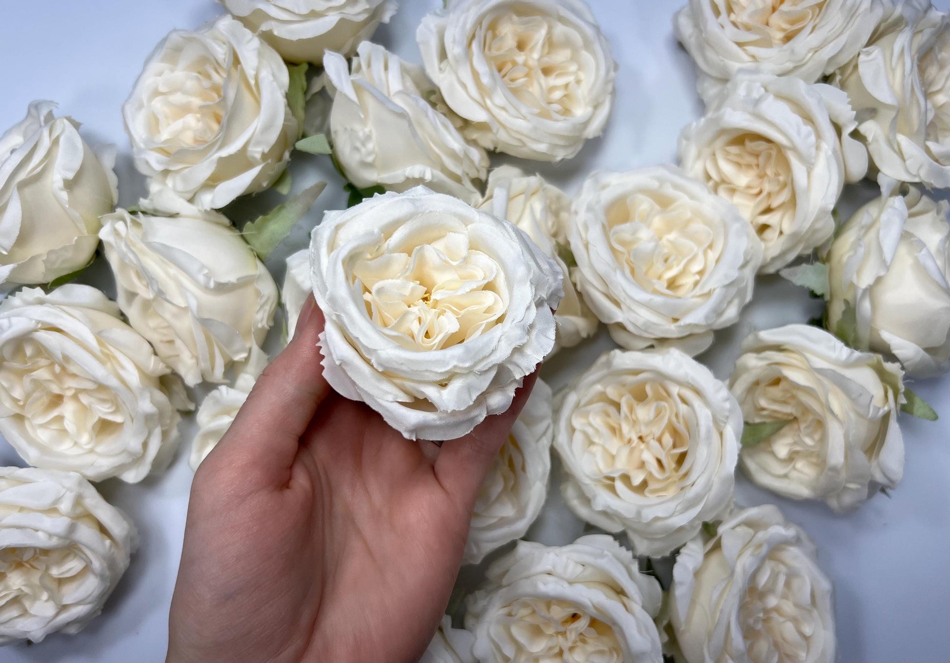 White Peony Artificial Flower Heads Ivory Peonies Silk Flowers Wedding White Peony Small Heads DIY Craft Supplies Ivory Flowers Heads Fake
