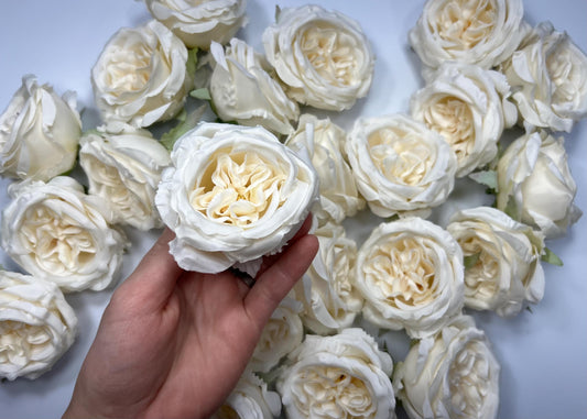 White Peony Artificial Flower Heads Ivory Peonies Silk Flowers Wedding White Peony Small Heads DIY Craft Supplies Ivory Flowers Heads Fake