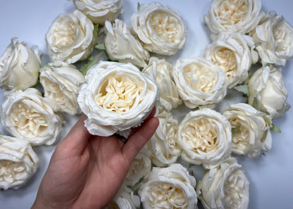 White Peony Artificial Flower Heads Ivory Peonies Silk Flowers Wedding White Peony Small Heads DIY Craft Supplies Ivory Flowers Heads Fake