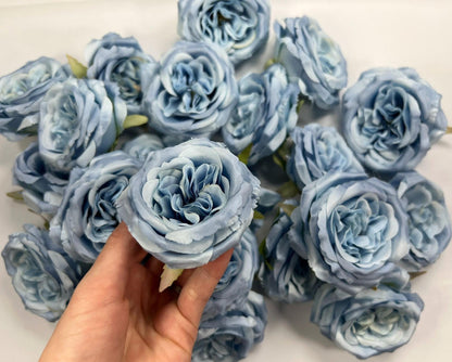 Blue Peony Artificial Flower Heads Sky Blue Peonies Silk Flowers Wedding Light Blue Peony Small Heads DIY Craft Supplies Flowers Blue Fake
