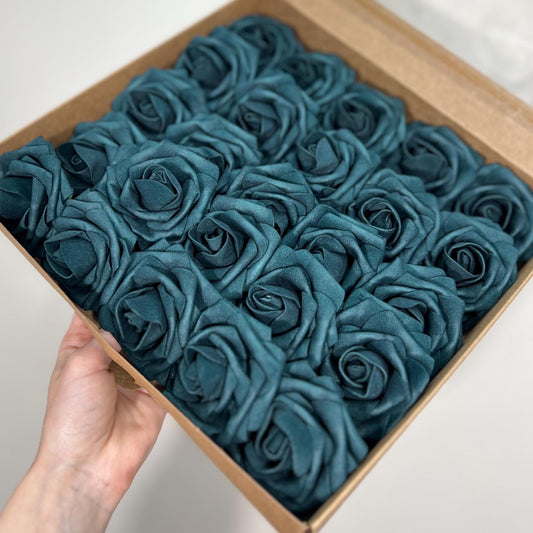 Dark Teal Flower Head Wedding Decor Teal Small Flower Rose Wedding DIY Craft Supplies Wedding Deep Teal Green Flower Head Dark Teal