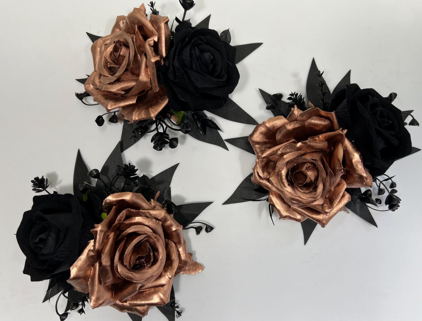 Rose Gold Cake Decor Black Flower Artificial Wedding Gothic Cake Topper Flowers Black Rose Gold Cake Decoration Black Cake Arrangement
