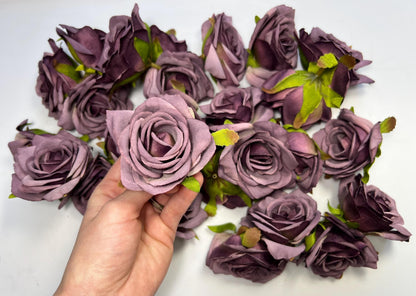 Plum Flower Heads Wedding Dark Purple Roses Artificial Plum Head Rose Silk Deep Purple Wedding Craft Supplies Purple Flowers Head Faux