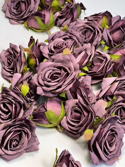 Plum Flower Heads Wedding Dark Purple Roses Artificial Plum Head Rose Silk Deep Purple Wedding Craft Supplies Purple Flowers Head Faux