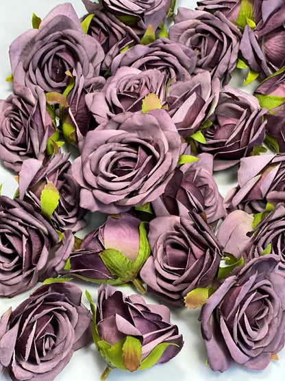 Plum Flower Heads Wedding Dark Purple Roses Artificial Plum Head Rose Silk Deep Purple Wedding Craft Supplies Purple Flowers Head Faux
