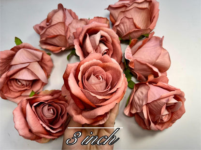 Dusty Rose Flower Heads Artificial Dusty Coral Flower Silk Mauve Rose Dusty Craft Supplies Flower Heads Blush Pink Roses Wedding DIY