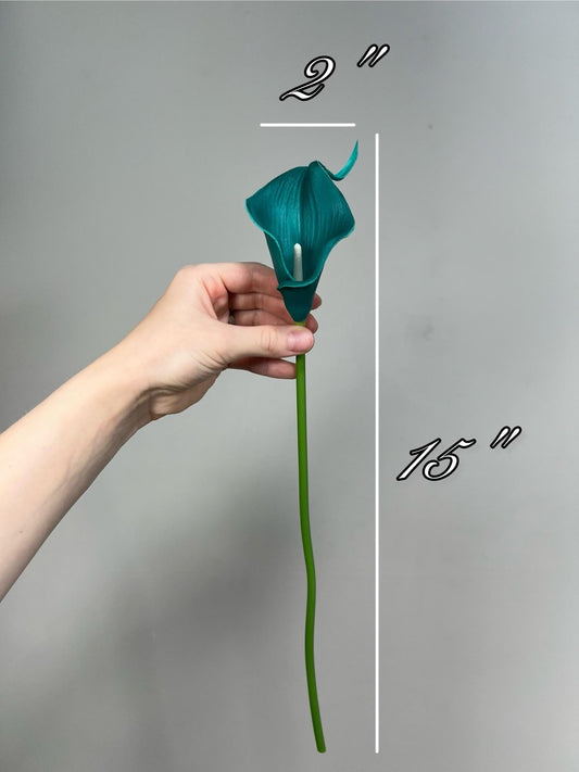 Dark Teal Calla Lily Artiticial Peacock Blue Green Flowers with Stems Calla Lilies Teal Real Touch Wedding Teal Calla Lily Craft Supplies