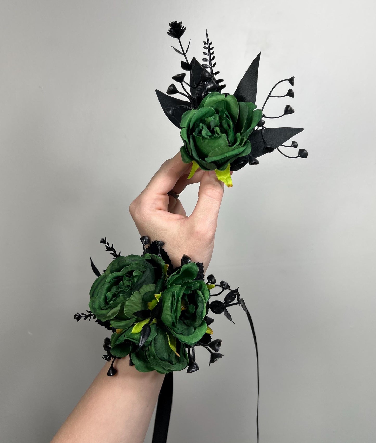 Green Boutonniere Wedding Groom Black Boutonnières Hinter Green Groomsmen Gothic Artificial Flowers Boutonnière Green Halloween Boutonniere