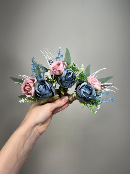 Dusty Blue Boutonnière Wedding Blue Dusty Rose Boutonniere Groom Pink Groomsmen Dusty Pink Blue Boutonniere White Rose Dusty Blue Eucalyptus