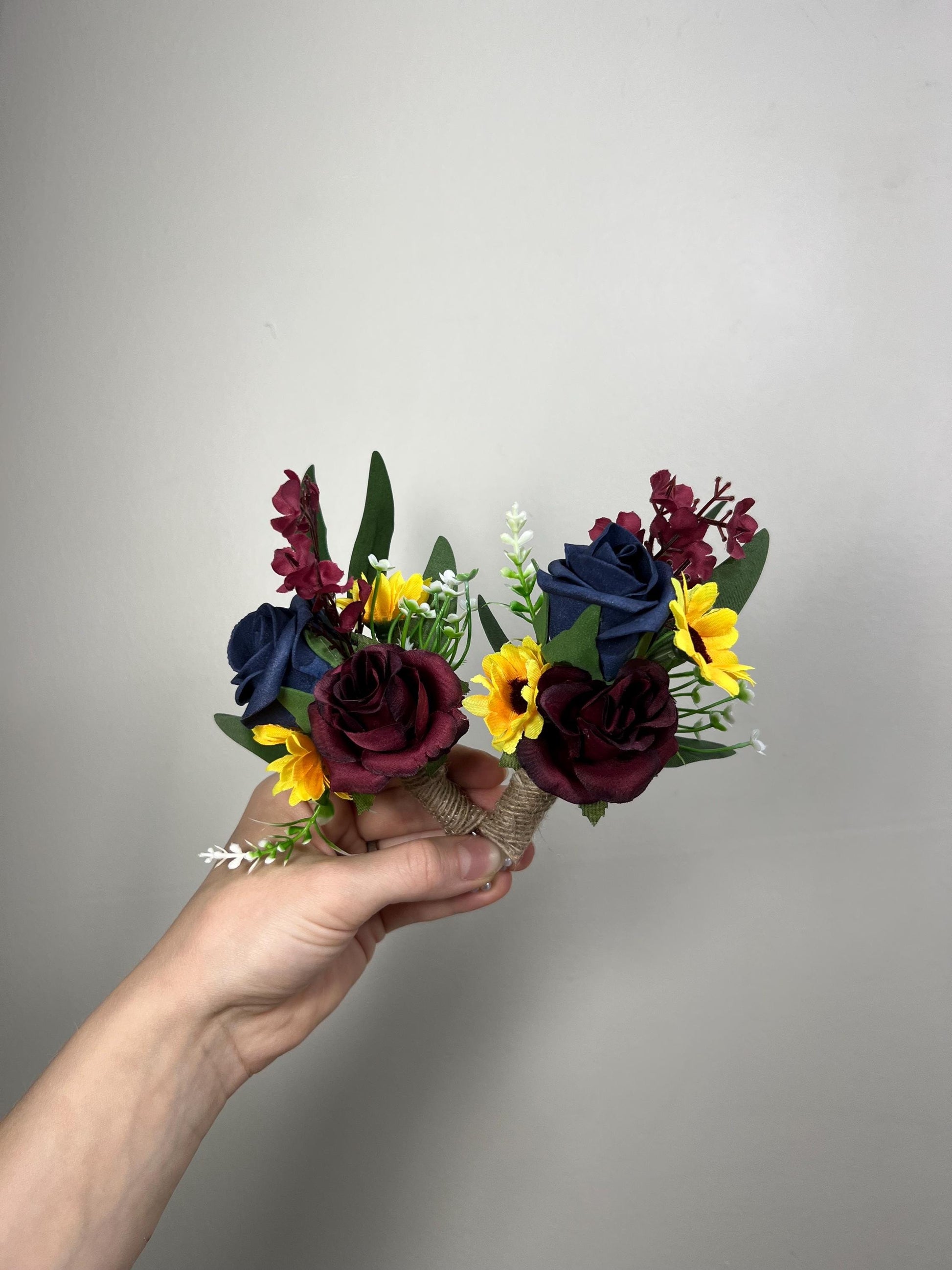 Sunflower Boutonniere Navy Blue Burgundy Wedding Sunflowers Boutonnières Groom Maroon Dark Blue Groomsmen Boutonniere Sunflower Yellow
