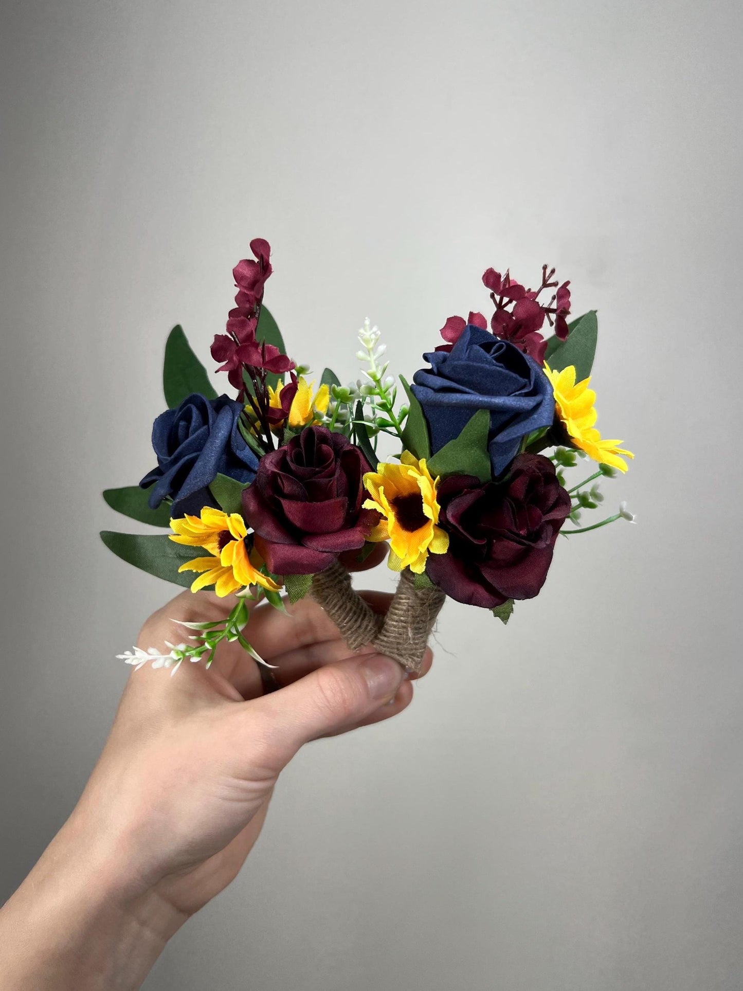 Sunflower Boutonniere Navy Blue Burgundy Wedding Sunflowers Boutonnières Groom Maroon Dark Blue Groomsmen Boutonniere Sunflower Yellow