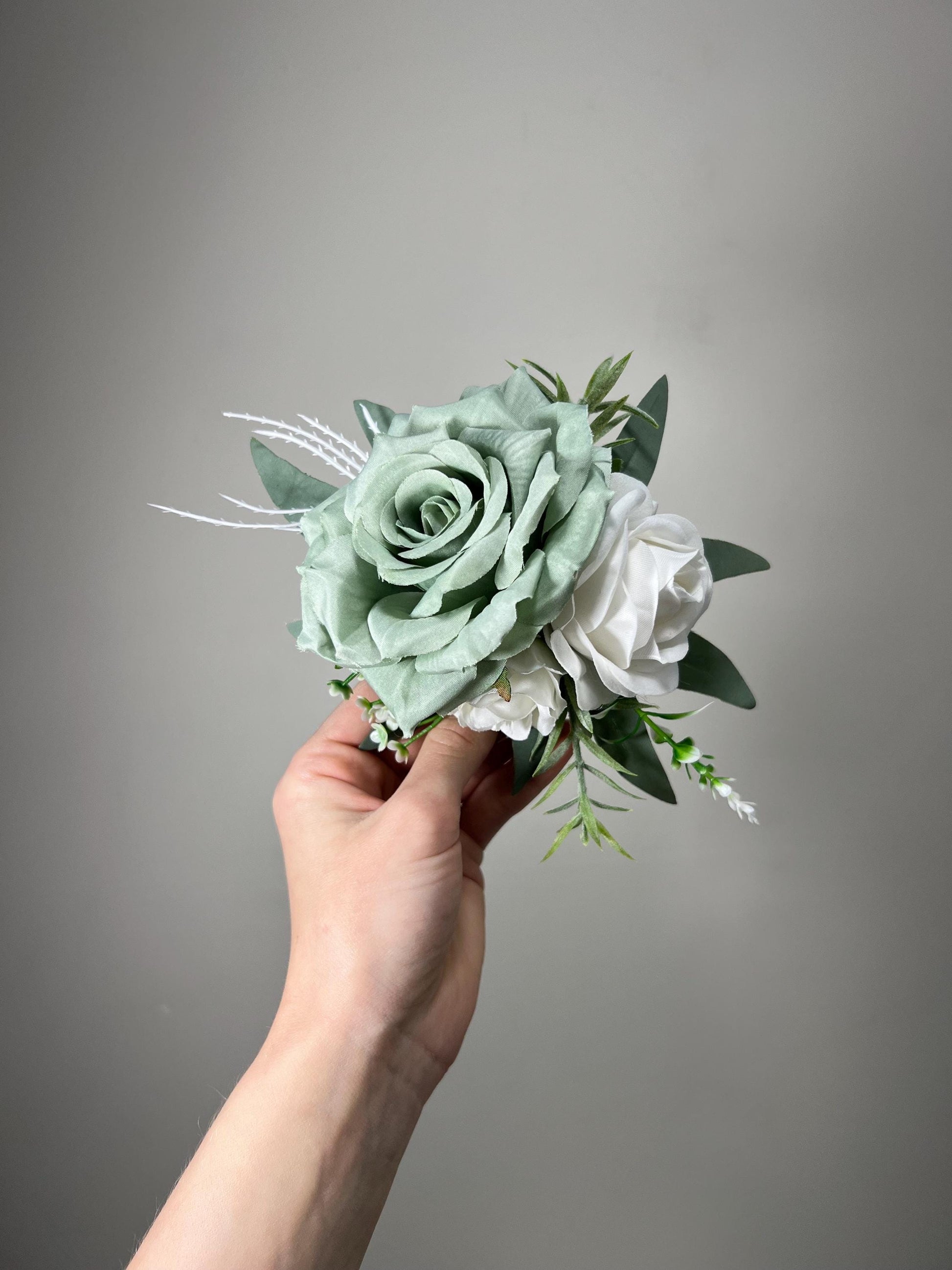 Sage Green Cake Decor Flower Wedding White Dusty Sage Green Cake Arrangement Flower Artificial Ivory Sage Green Baby Breath Eucalyptus
