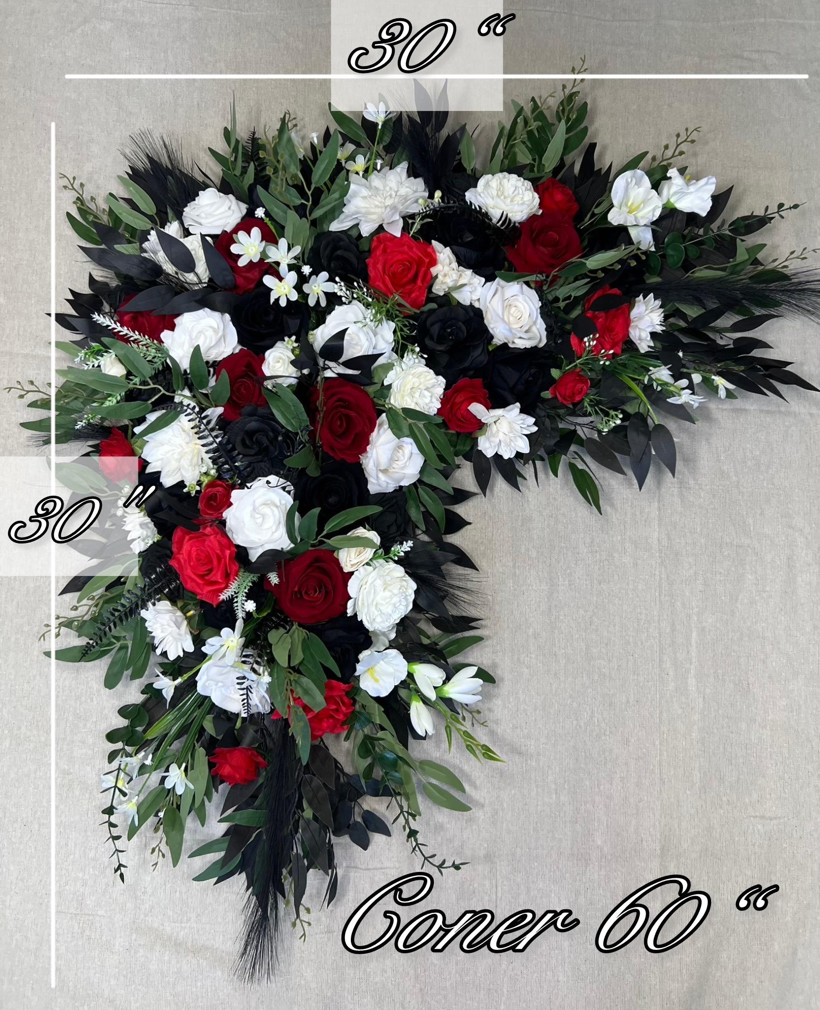 Black White Red Bouquet Wedding Bridal Black Red Bouquet Bridesmaids Gothic Black White Dark Red Bouquet Artificial Flower