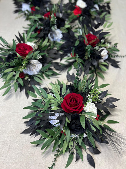Red Black White Centerpiece Wedding Black Dark Red Table Flower Ball Decor Black White Table Centerpiece Barrel Artificial Flower