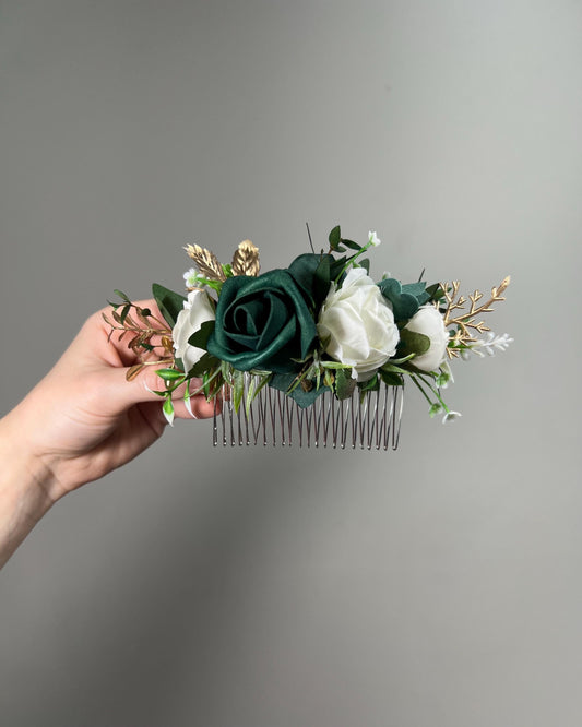 Emerald Green Boutonniere Wedding Groom Green Boutonnière Groomsmen Hunter Green Gold Boutonnière Forest Green Gold Artificial Flowers