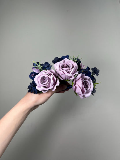 Lilac Boutonniere Wedding Navy Blue Groom Lavender Boutonnières Groomsmen Lilac Dark Blue Boutonniere Purple Navy Blue Artiticial Flower