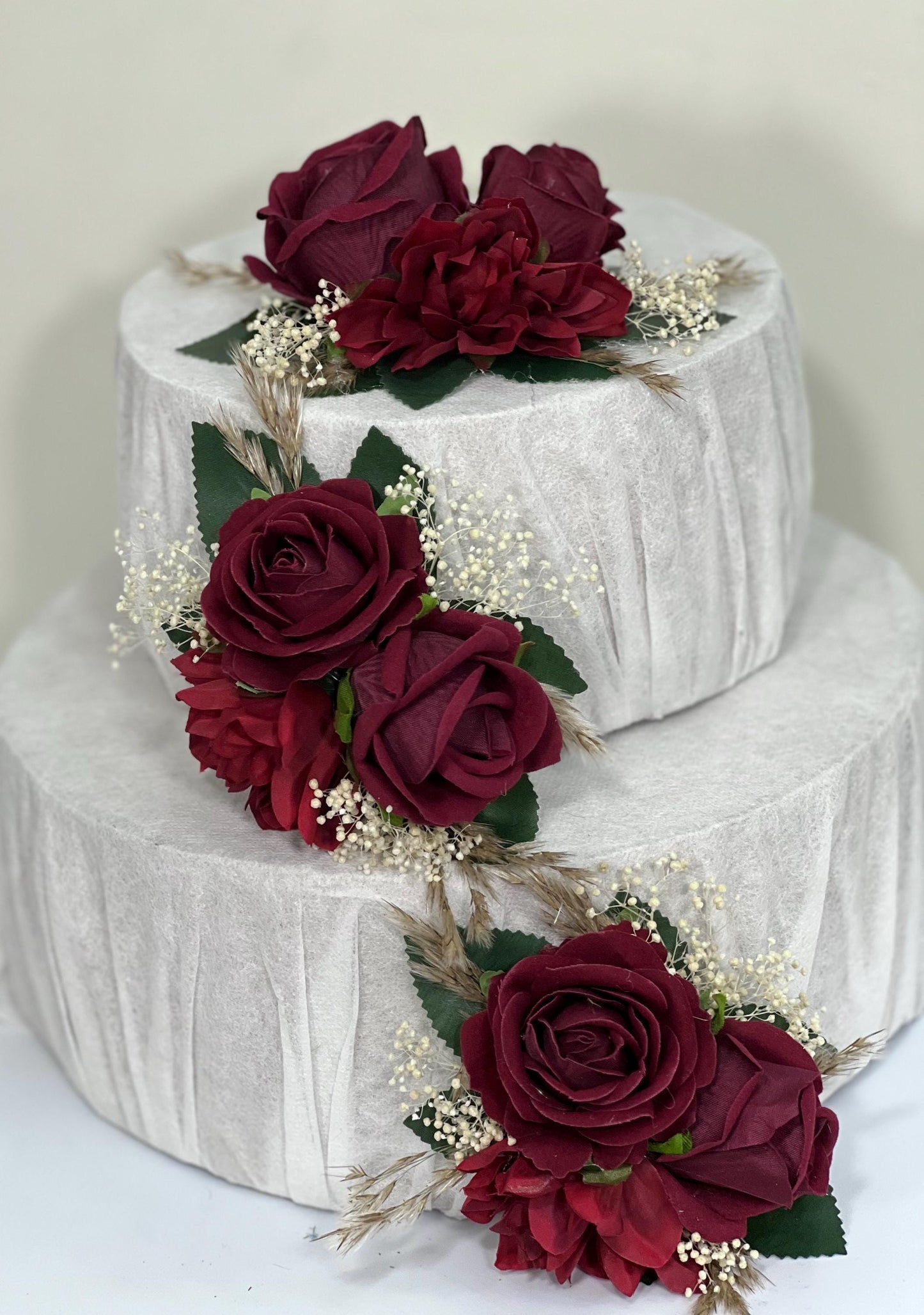 Wedding Cake Decoration Burgundy Topper Decor White Cake Arrangements Wedding Burgundy Cake Decor Wedding Artificial Flowers Topper Cake