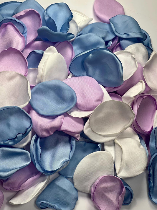Blue Lavender White Petals Wedding Decor Purple Light Blue White Rose Petals Silk Lilac White Petals Sky Blue Confetti Petals Rose Aisle