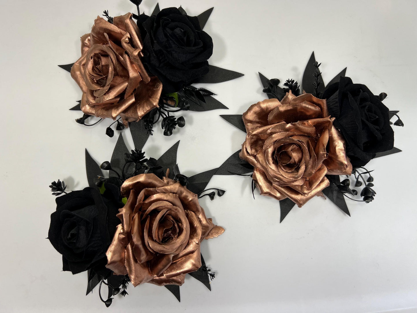 Rose Gold Cake Decor Black Flower Artificial Wedding Gothic Cake Topper Flowers Black Rose Gold Cake Decoration Black Cake Arrangement