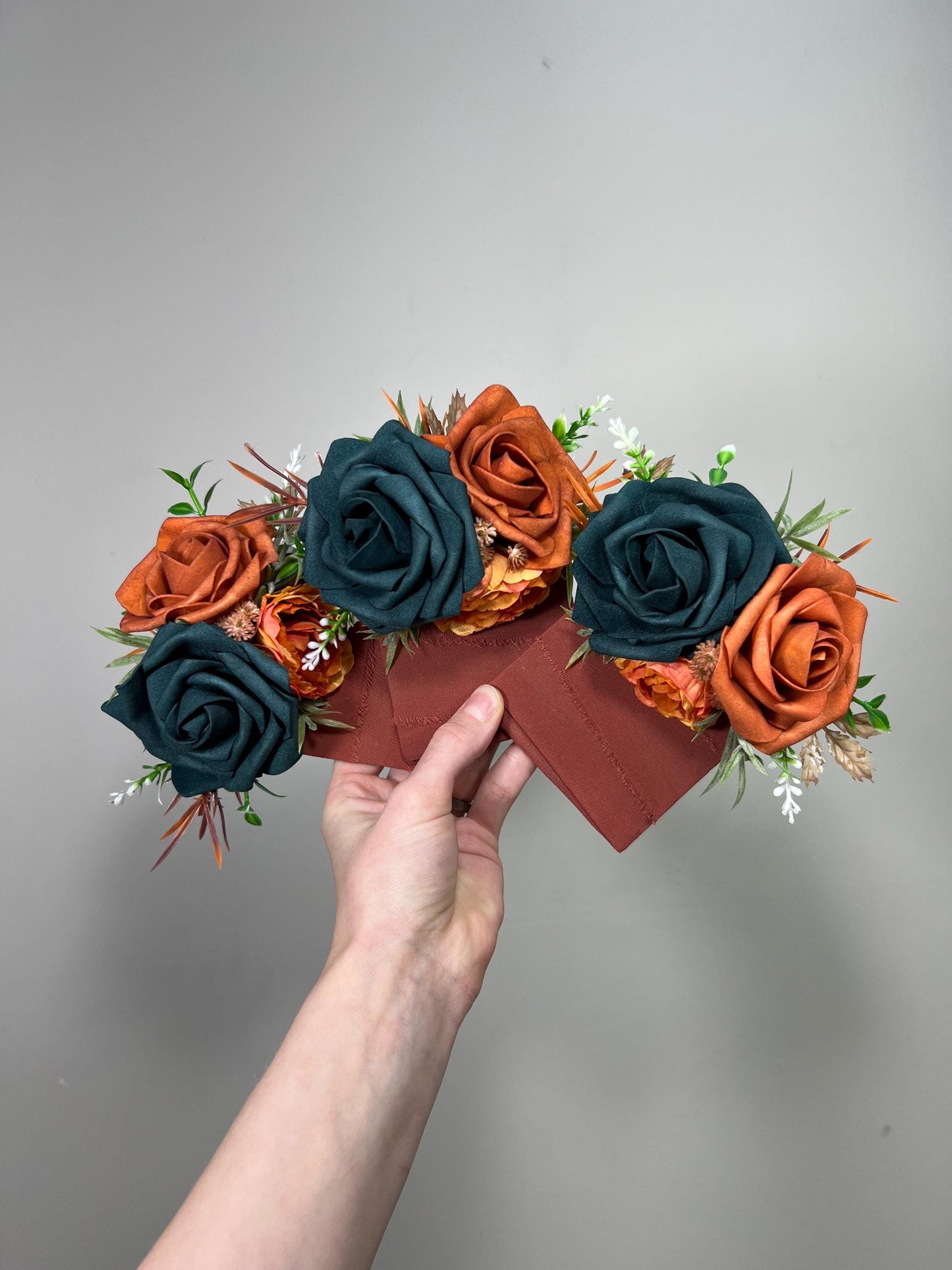 Dark Teal Pocket Boutonniere Wedding Rust Groom Boutonnière Square Teal Burnt Orange Groomsmen Terracotta Boutonniere Rust Dark Teal