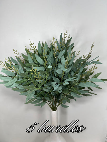 Bulk Artificial Willow Leaves 1 Bunch Bundle Sage Greenery Eucalyptus Stems Decor Wedding Sage Greenery Faux Foliage Willow Craft Supplies