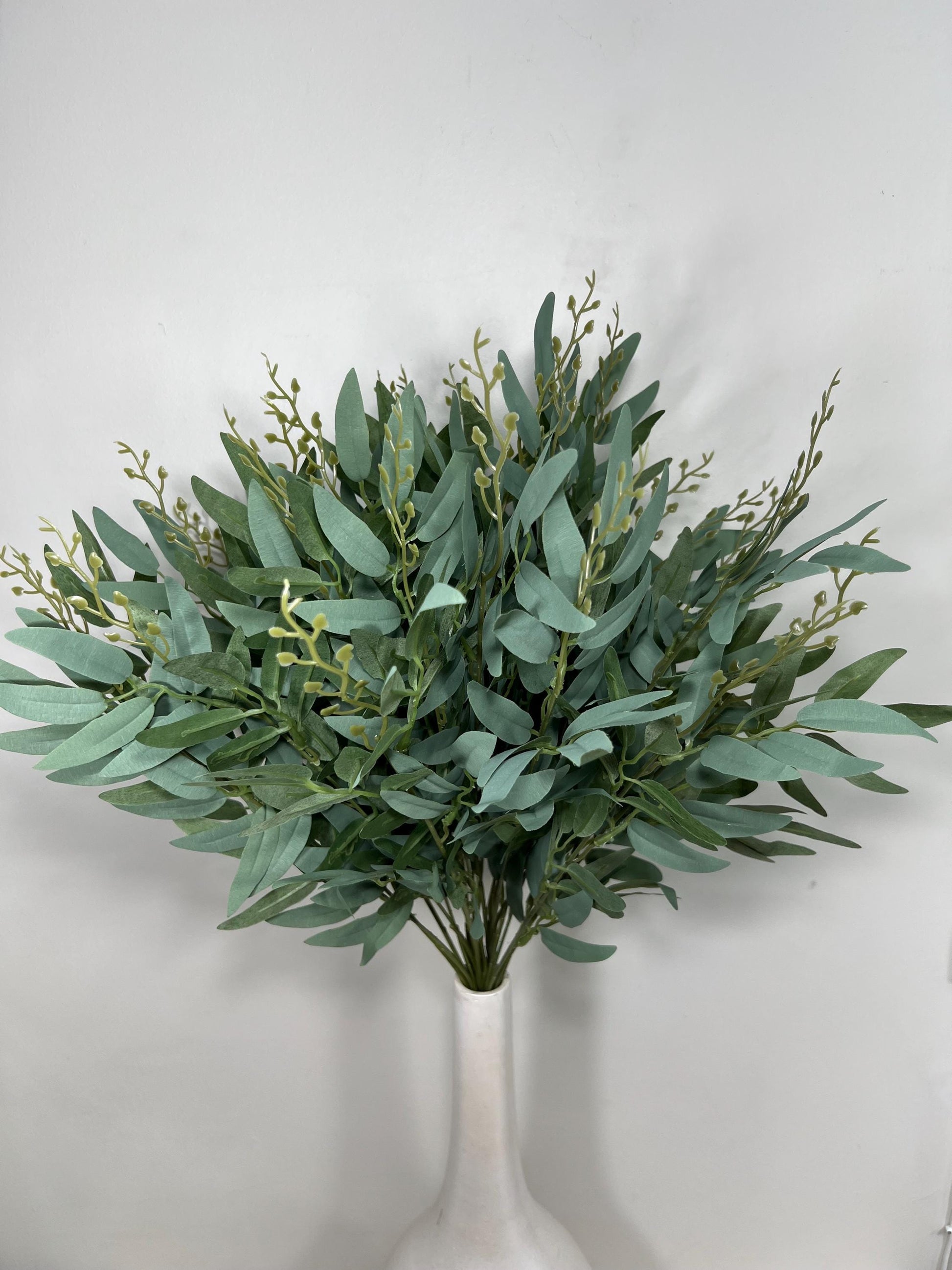 Bulk Artificial Willow Leaves 1 Bunch Bundle Dark Green Greenery Eucalyptus Stems Decor Wedding Greenery Faux Foliage Willow Craft Supplies