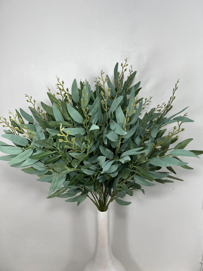 Bulk Artificial Willow Leaves 1 Bunch Bundle Dark Green Greenery Eucalyptus Stems Decor Wedding Greenery Faux Foliage Willow Craft Supplies