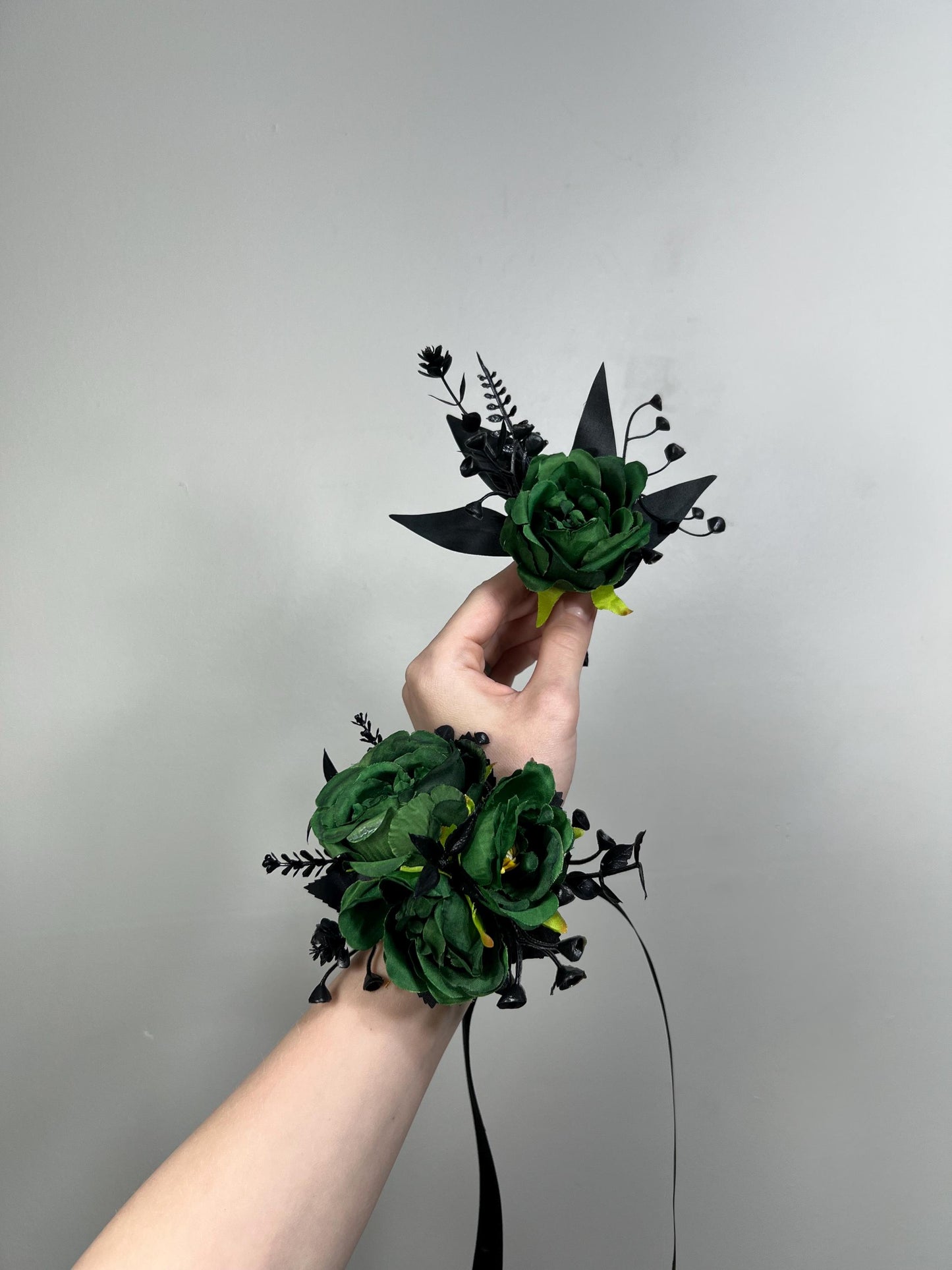 Green Boutonniere Wedding Groom Black Boutonnières Hinter Green Groomsmen Gothic Artificial Flowers Boutonnière Green Halloween Boutonniere