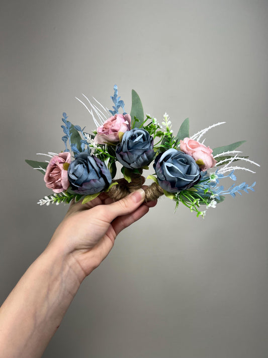 Dusty Blue Boutonnière Wedding Blue Dusty Rose Boutonniere Groom Pink Groomsmen Dusty Pink Blue Boutonniere White Rose Dusty Blue Eucalyptus