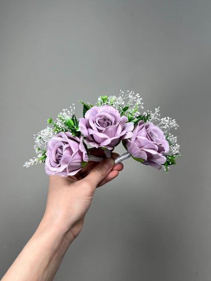 Lavender Boutonniere Wedding Lilac Groom Boutonnières Groomsmen Purple Boutonniere Lavender Baby Breath Boutonniere Artiticial Flower