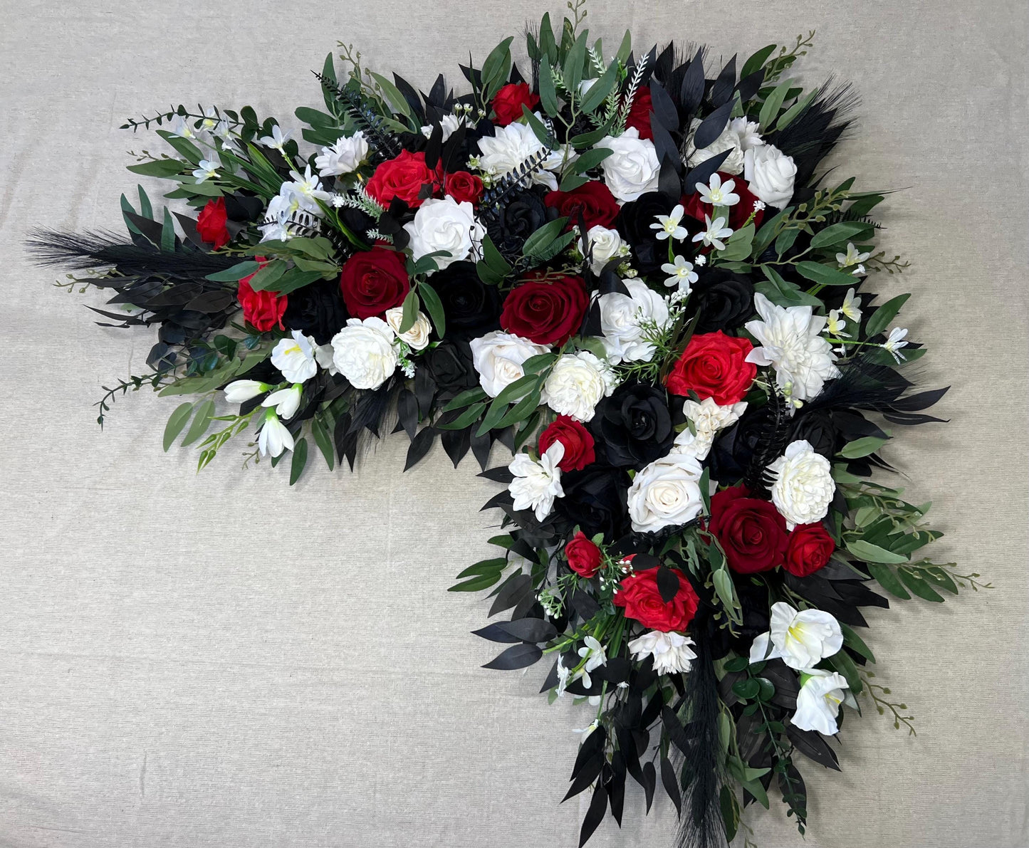 Black Red Arch Arrangement Wedding White Black Red Coner Arrangement Arch Gothic Black Arbor Arrangement Eucalyptus Artificial Flowers