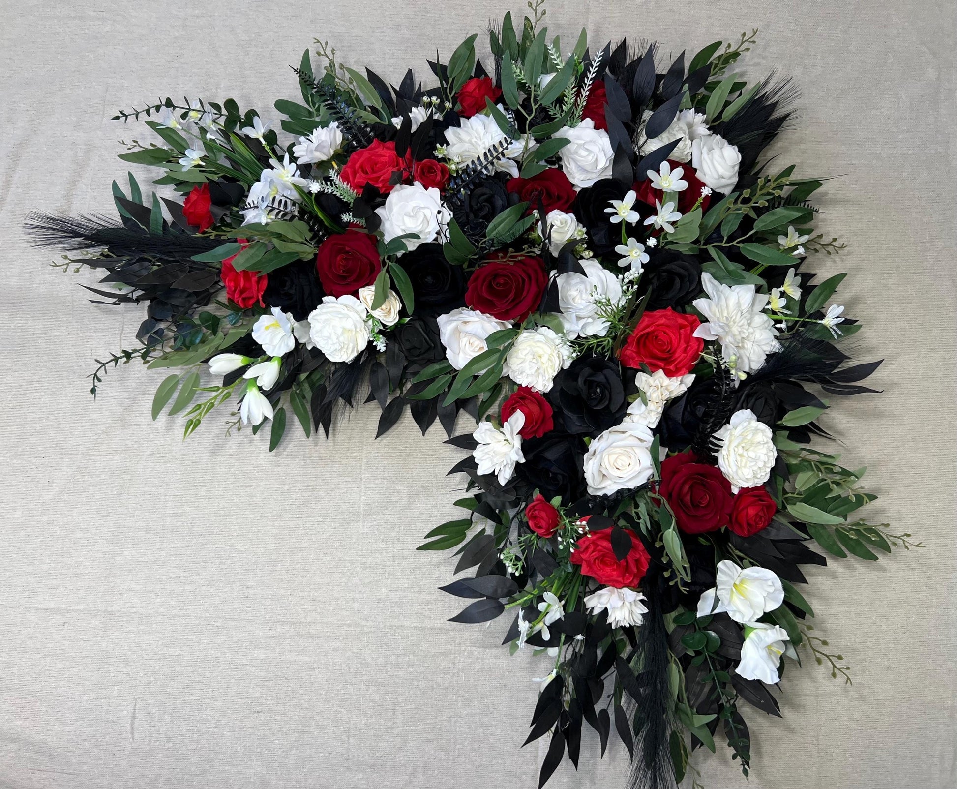 Black Red Arch Arrangement Wedding White Black Red Coner Arrangement Arch Gothic Black Arbor Arrangement Eucalyptus Artificial Flowers