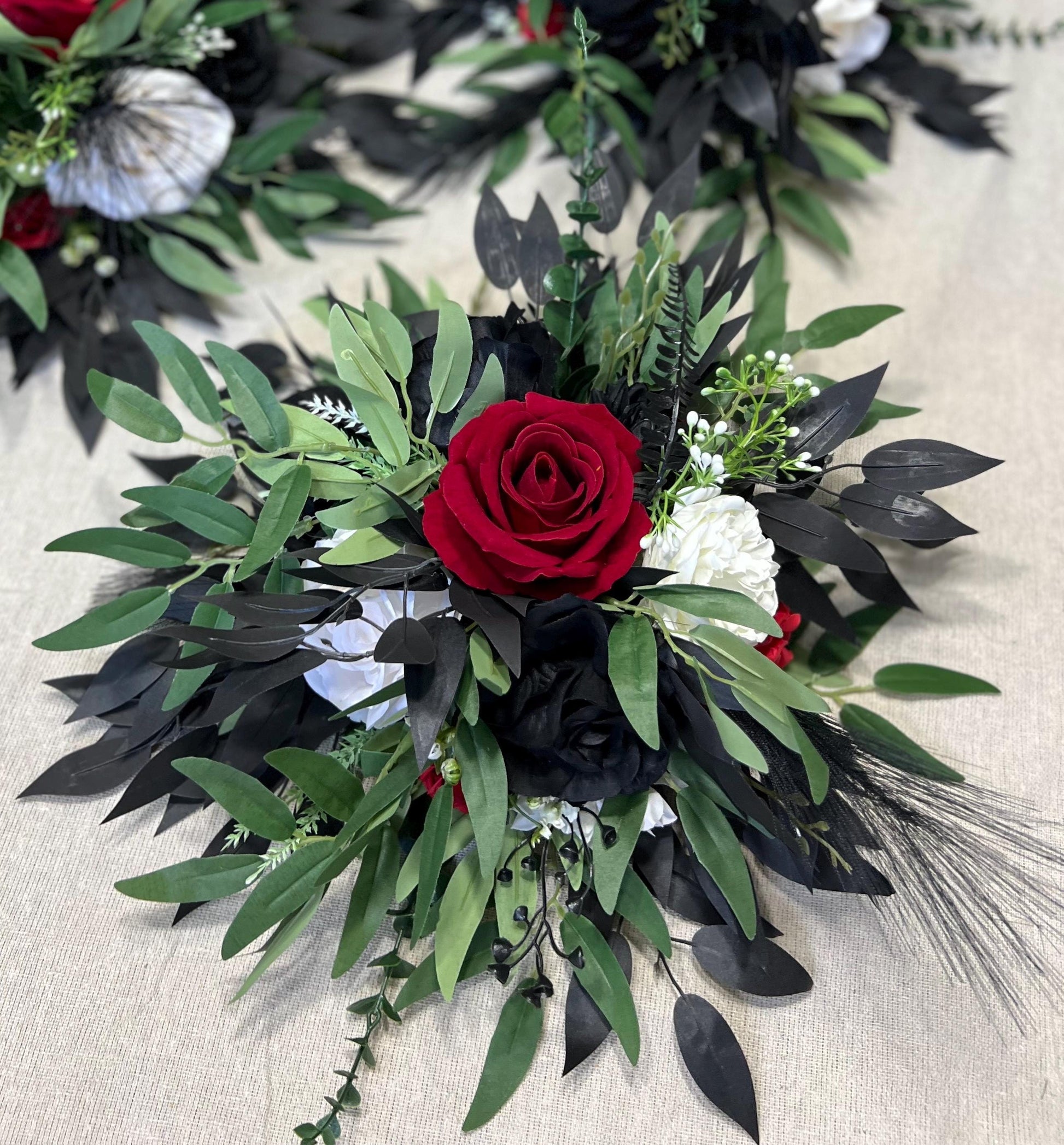Red Black White Centerpiece Wedding Black Dark Red Table Flower Ball Decor Black White Table Centerpiece Barrel Artificial Flower