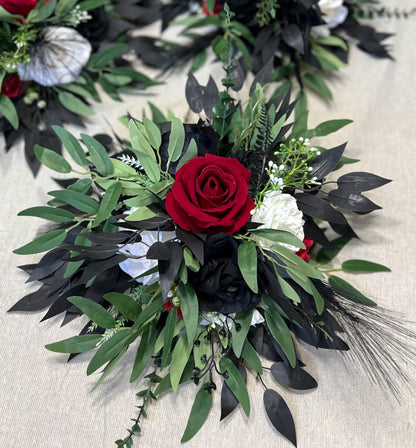 Red Black White Centerpiece Wedding Black Dark Red Table Flower Ball Decor Black White Table Centerpiece Barrel Artificial Flower