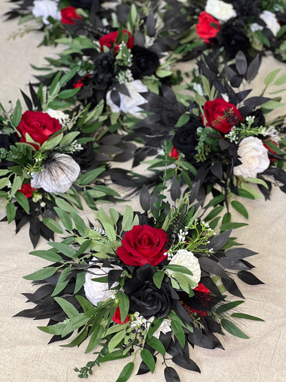 Red Black White Centerpiece Wedding Black Dark Red Table Flower Ball Decor Black White Table Centerpiece Barrel Artificial Flower