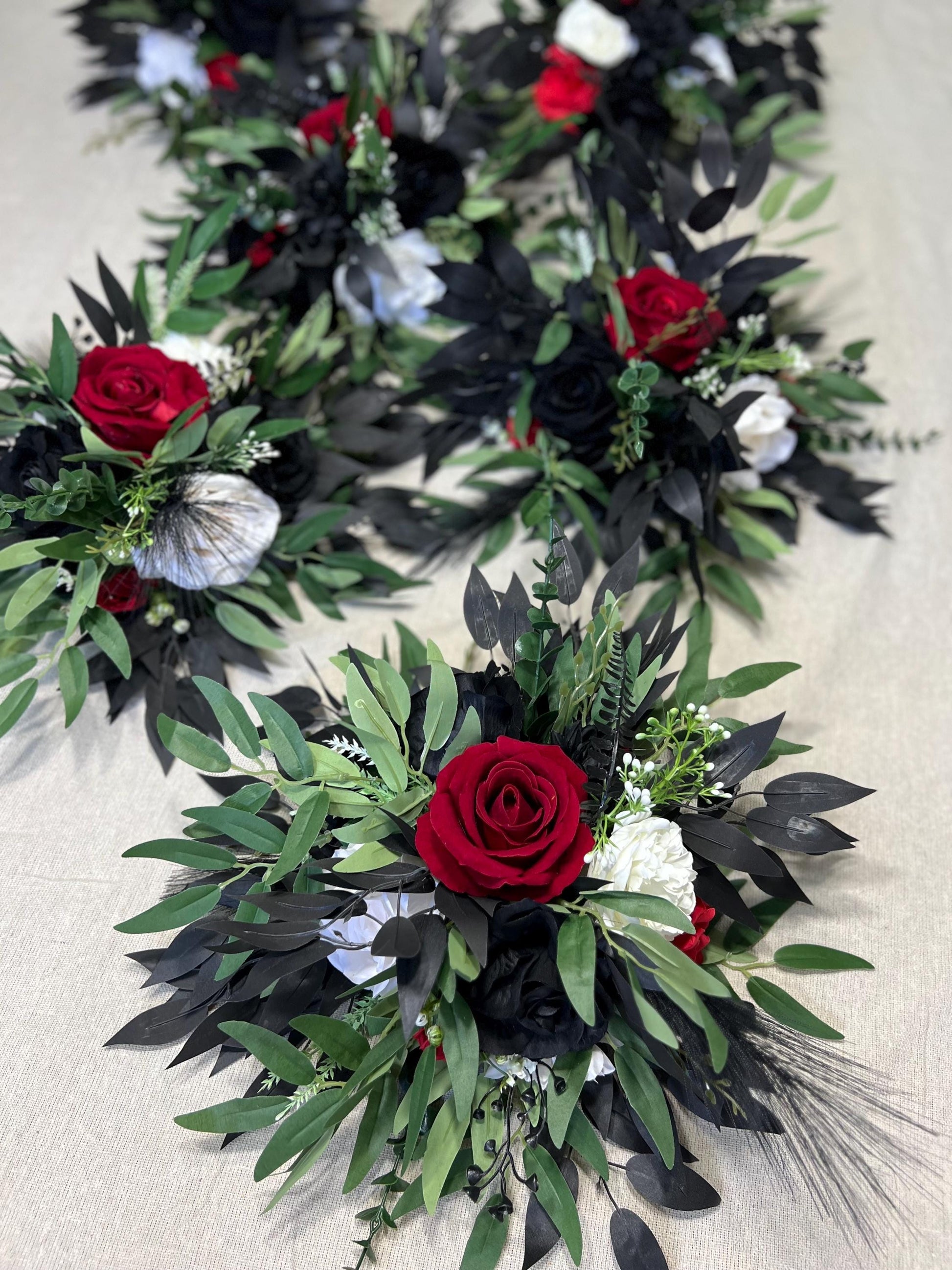 Red Black White Centerpiece Wedding Black Dark Red Table Flower Ball Decor Black White Table Centerpiece Barrel Artificial Flower