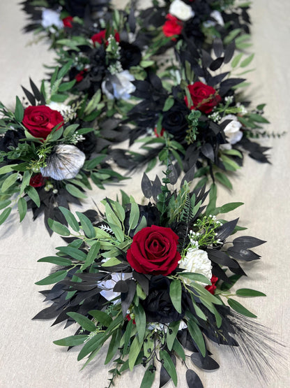 Red Black White Centerpiece Wedding Black Dark Red Table Flower Ball Decor Black White Table Centerpiece Barrel Artificial Flower