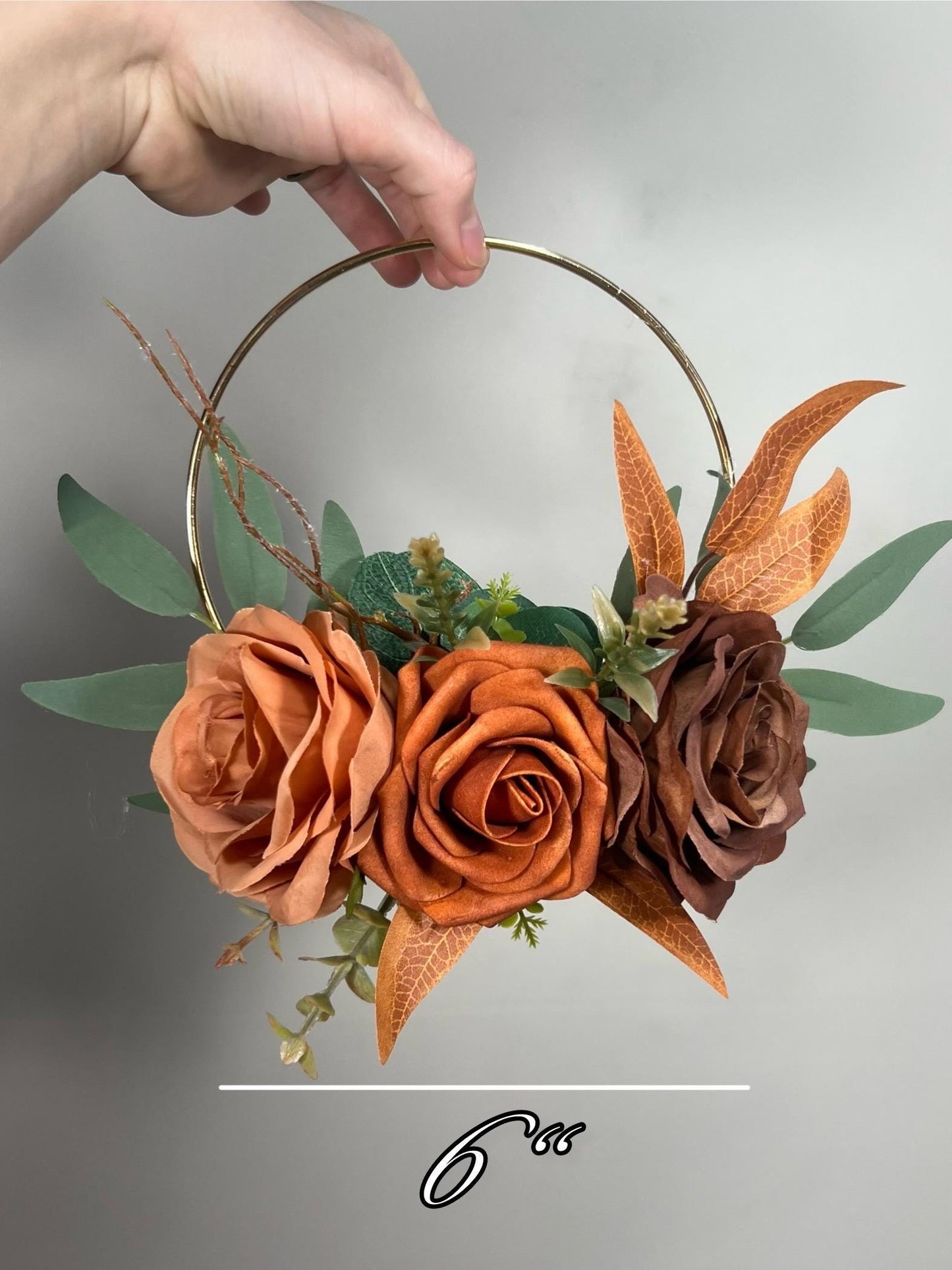 Wedding Hoop Terracotta Rust Hoop Burnt Orange Flower Girl Hoop Bridesmaids Ring Wreath Cinnamon Fall Artificial Flower