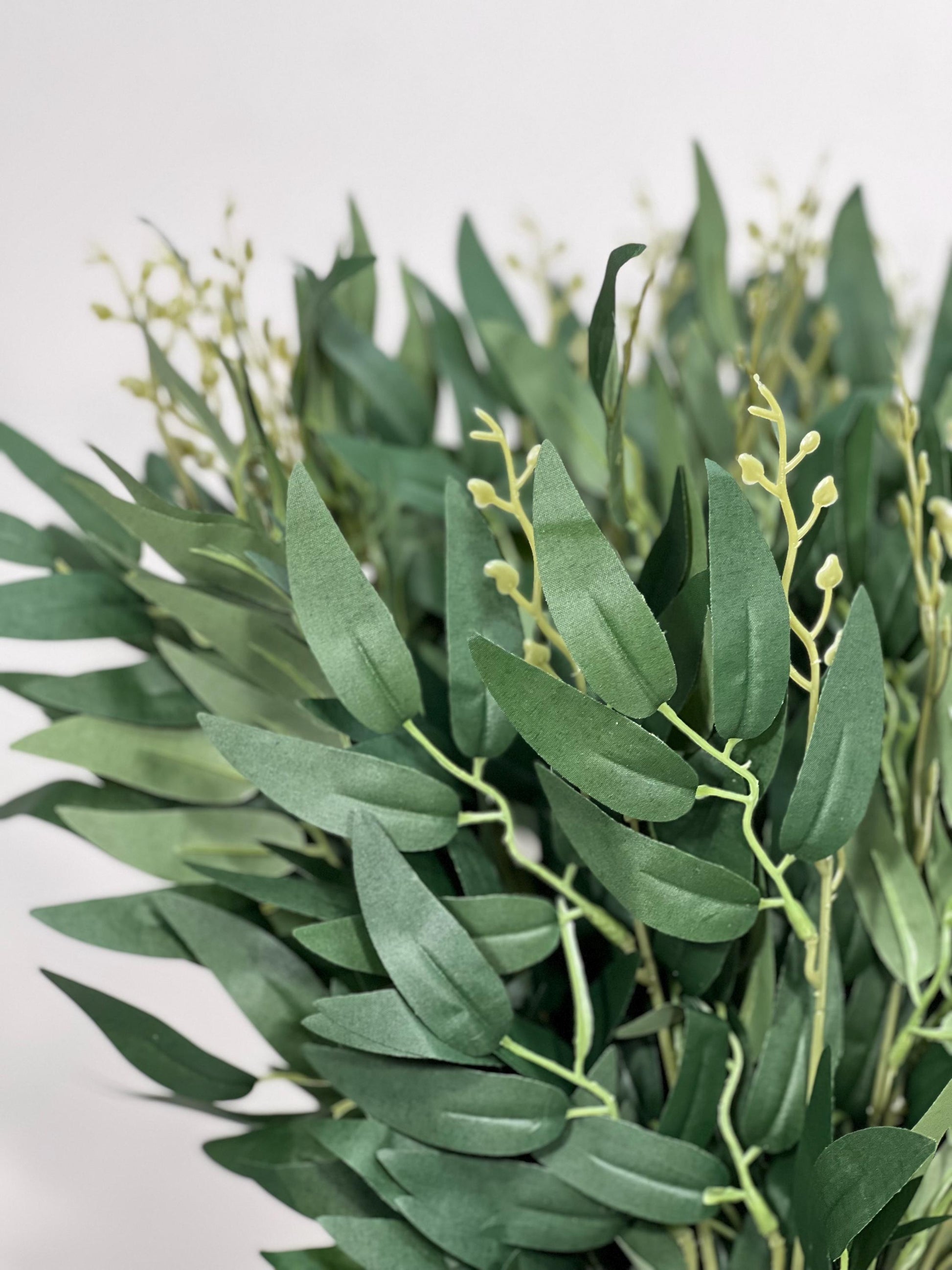 Bulk Artificial Willow Leaves 1 Bunch Bundle Dark Green Greenery Eucalyptus Stems Decor Wedding Greenery Faux Foliage Willow Craft Supplies