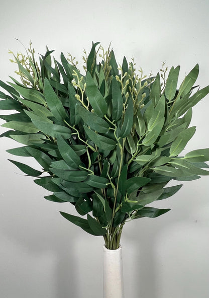 Bulk Artificial Willow Leaves 1 Bunch Bundle Dark Green Greenery Eucalyptus Stems Decor Wedding Greenery Faux Foliage Willow Craft Supplies