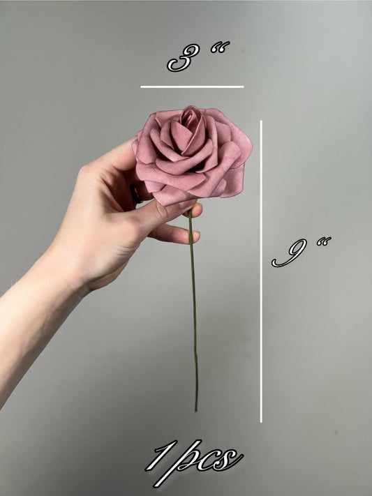 Dusty Rose Flower Artificial Wedding DIY Craft Supplies Mauve Roses Wedding Dusty Pink Flower Head with Stem Fake Flowers Blush Pink Roses