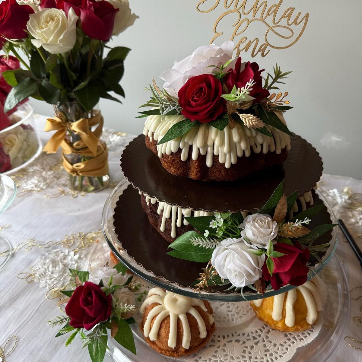 White Red Cake Decoration Wedding Cake Topper Red Flower Cake Arrangements White Red Gold Cake Decoration Ivory Red Flower Cake Decor Gold