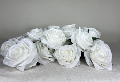White Rose Flower Heads Wedding White Rose Artificial Snow White Silk Roses White Home Decor Off-White Roses Wedding DIY Craft Supply
