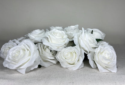 White Rose Flower Heads Wedding White Rose Artificial Snow White Silk Roses White Home Decor Off-White Roses Wedding DIY Craft Supply